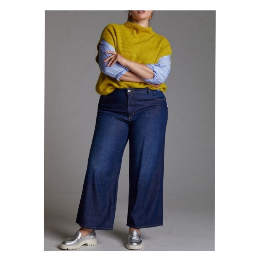 Anthropologie Pilcro Wide Leg High Rise Dark Wash Jean size 32
